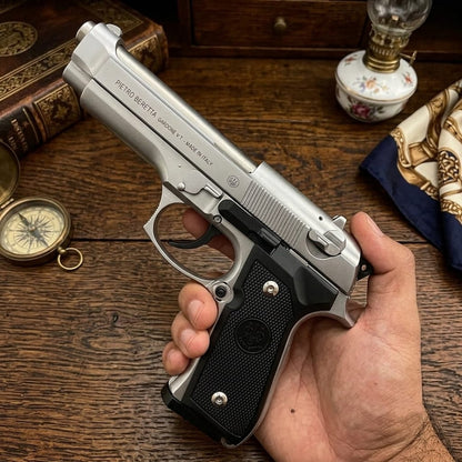 Premium Quality Beretta M92 Full Metal Blaster Replica, Heavy Metallic Body Toy, Detachable Magazine & 6mm Steel Gold Silver BB Pellets