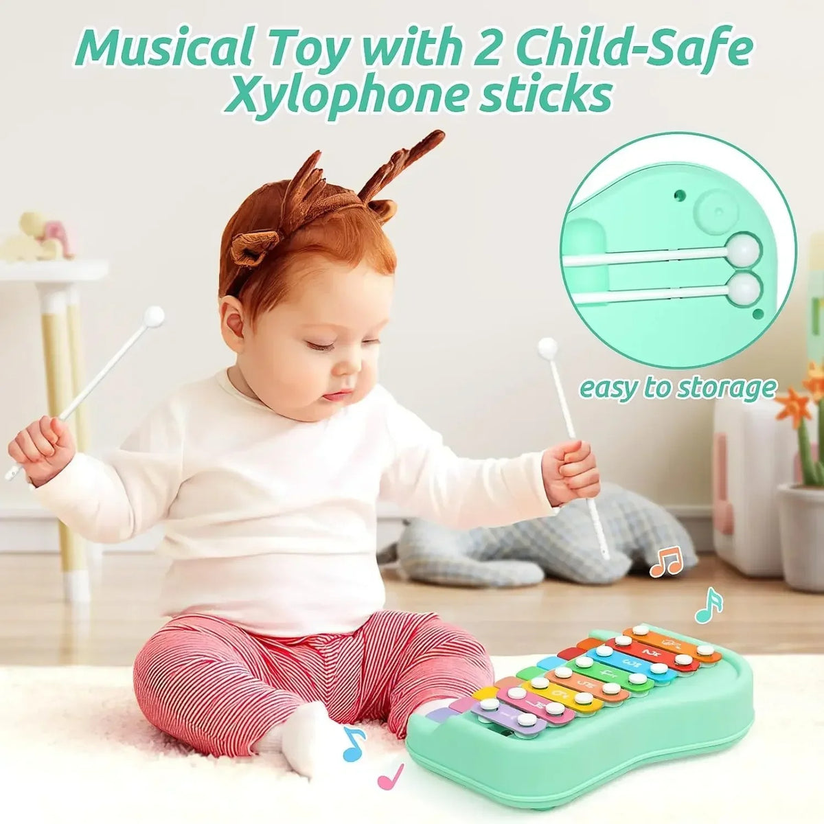 Baby Piano Xylophone Toy for Toddlers Multicolored Key Keyboard
