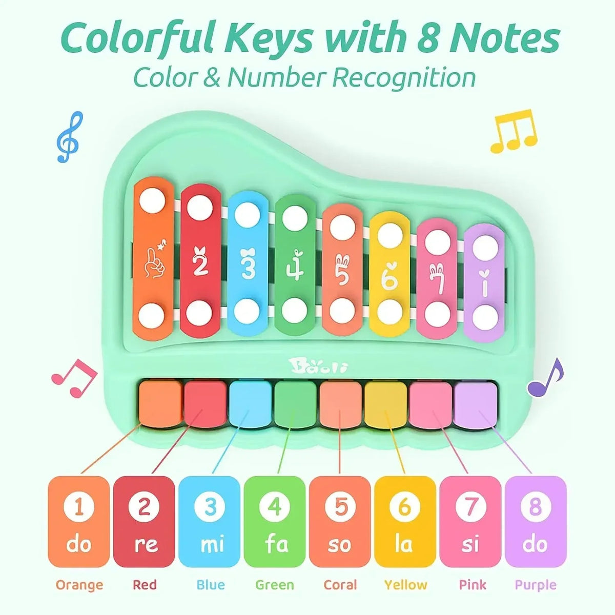 Baby Piano Xylophone Toy for Toddlers Multicolored Key Keyboard