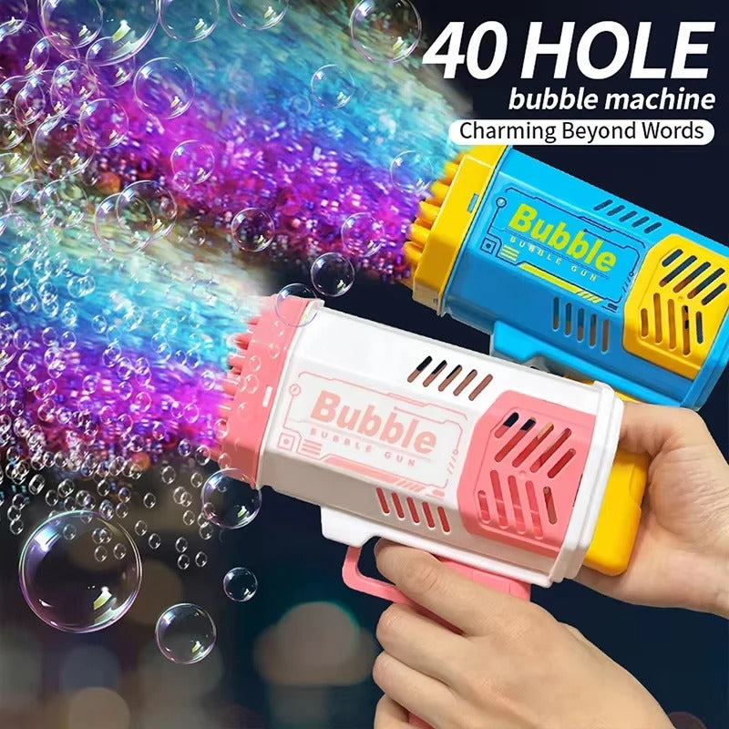 40 Hole Launcher Handheld Portable Automatic Bubble Gun LED Light