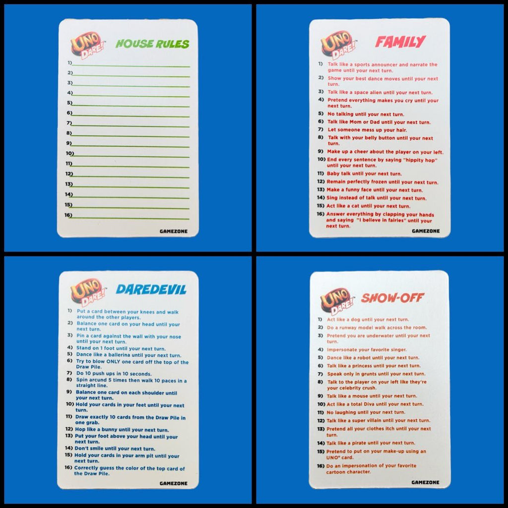 Premium UNO Dare Card Game