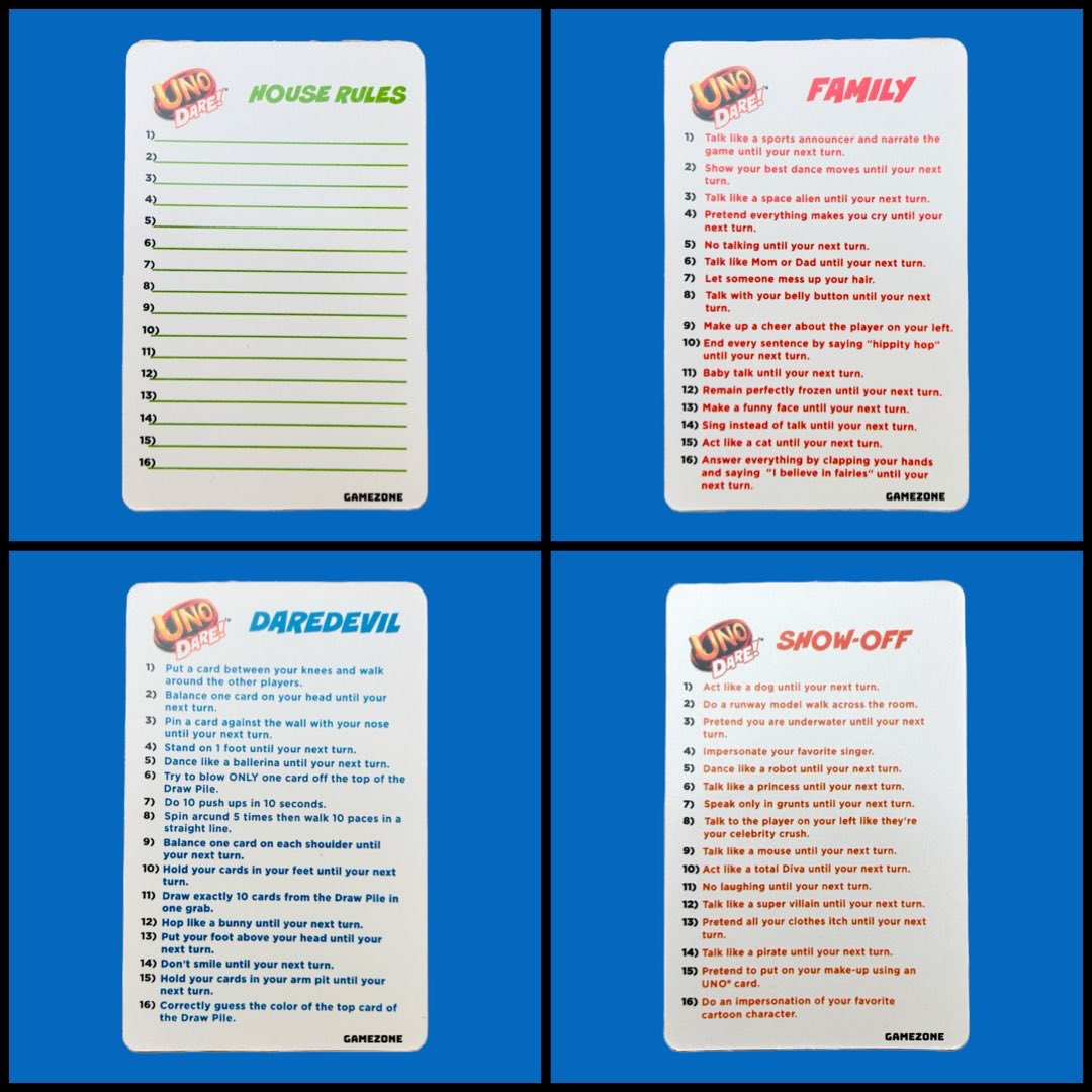 Premium UNO Dare Card Game