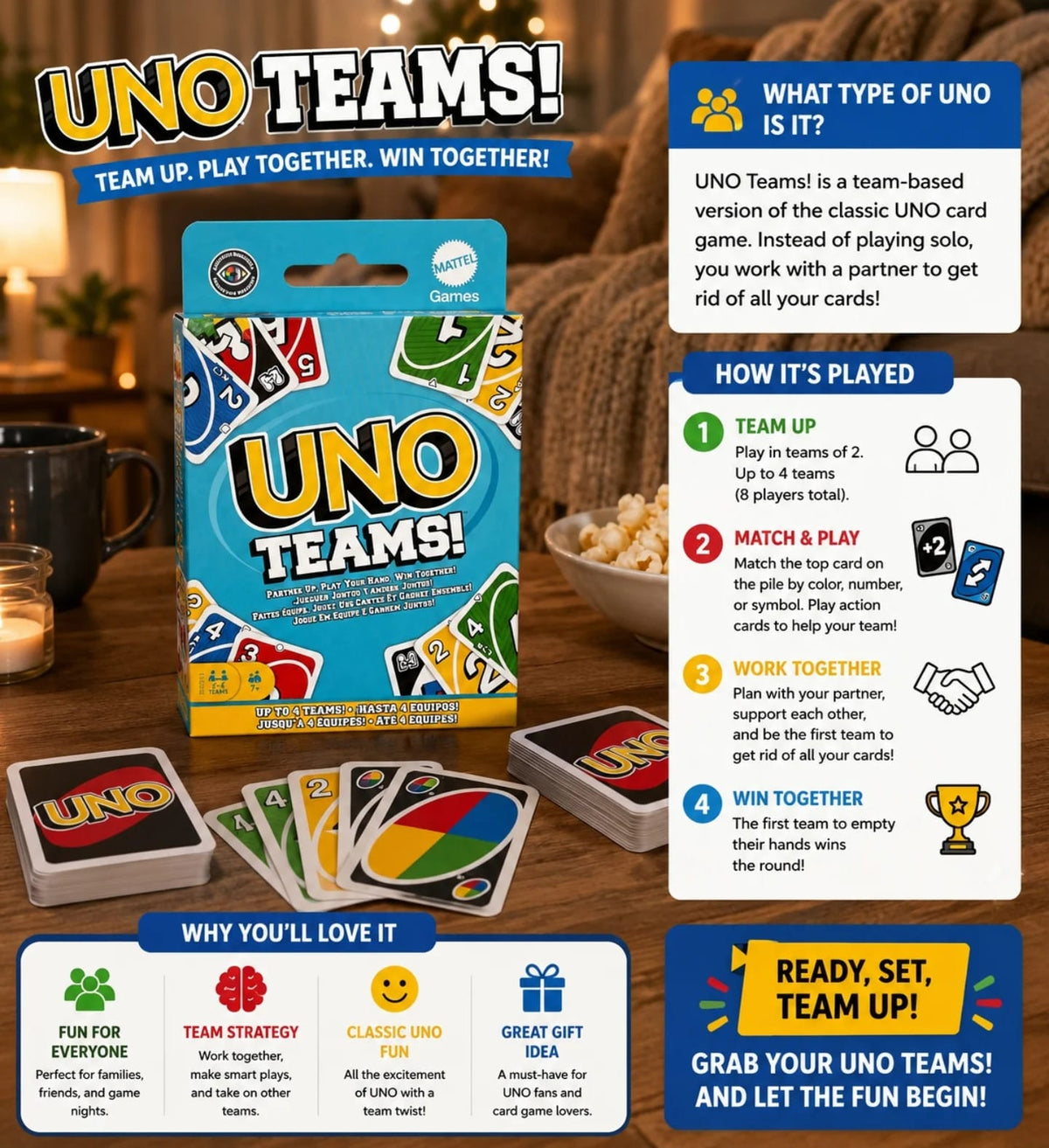 Premium UNO Teams Card Game